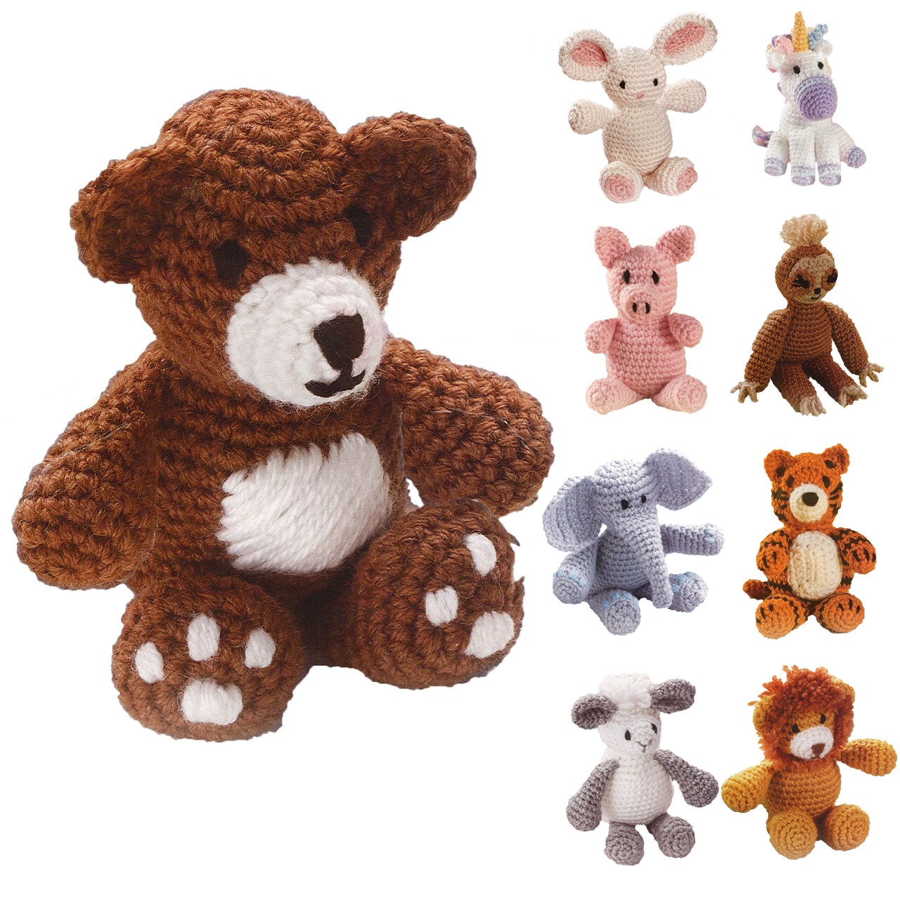 Leisure Arts Little Crochet Friend Animals Crochet Kit, Bear, 8", Complete Kit, Learn To Animal Starter Kit For All Ages, Includes Instructions, Diy Amigurumi Kits